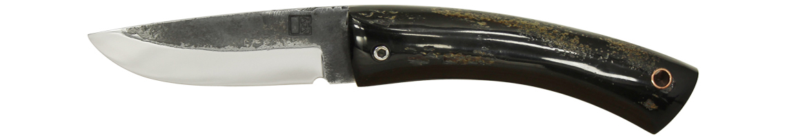 Couteau pliant à friction, manche en corne de Zébu et lame en acier carbone XC75